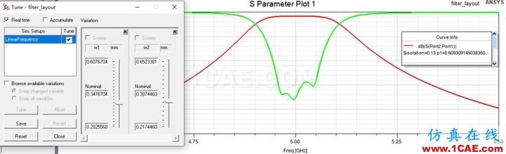 HFSS案例實(shí)時調(diào)諧（Tuning）仿真Circuit+HFSSHFSS結(jié)果圖片15