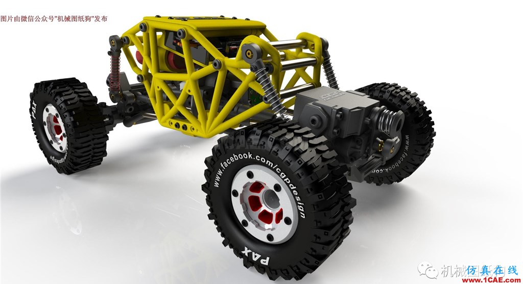 【RC遙控車】遙控大腳攀爬模型車3D圖紙 SOLIDWORKS設計solidworks simulation分析案例圖片4